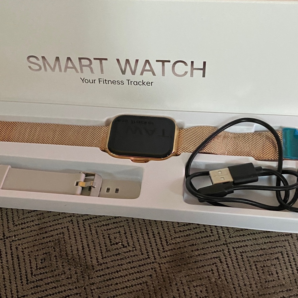 Smart Watch Fitness Tracker - goldtone black face extra casual band included new